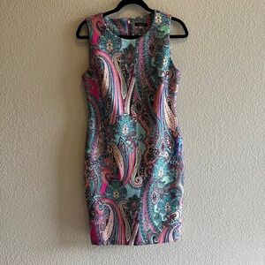 Tommy Hilfiger Dress Womens Size  8 Pink Green Blue Paisley